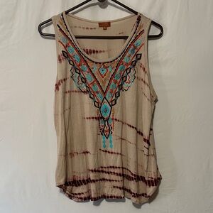 Scully Western Embroidered and Beaded Tank Top